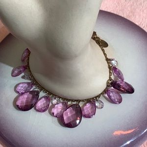 Vintage Claire’s Purple & Clear Beads Bracelet Gold- Tone Chain